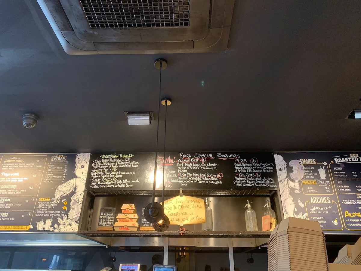 Menu, Archies Flame Grillé