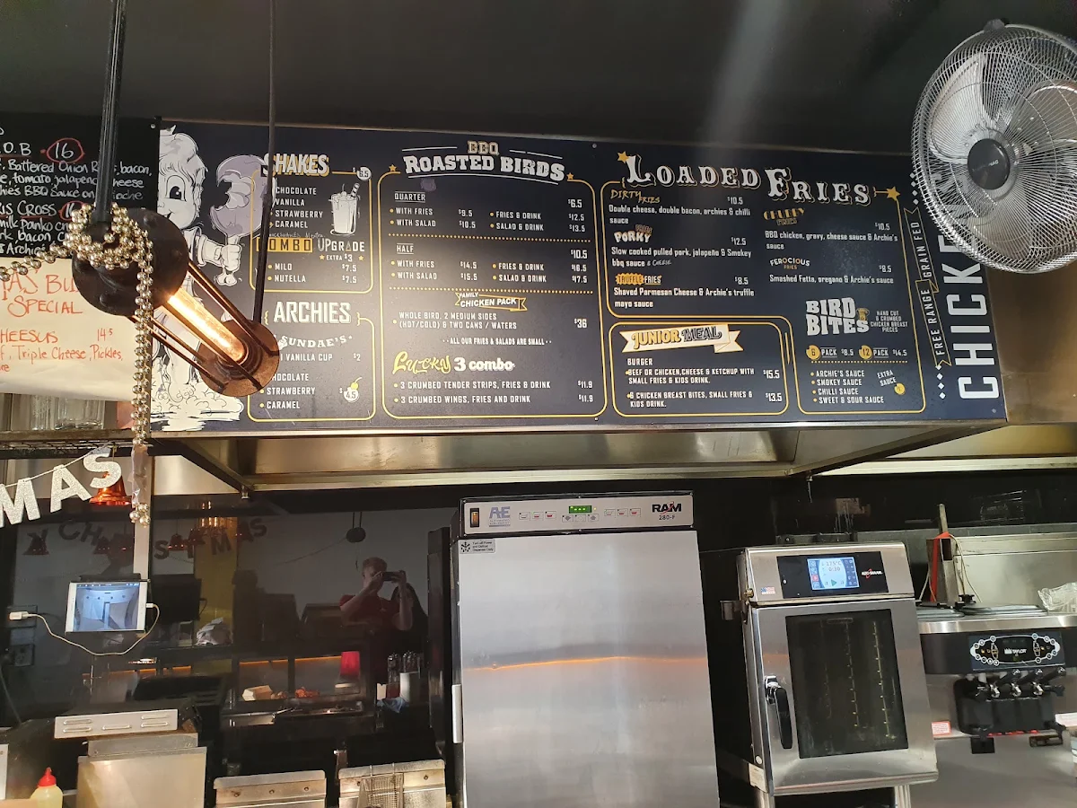 Menu, Archies Flame Grillé