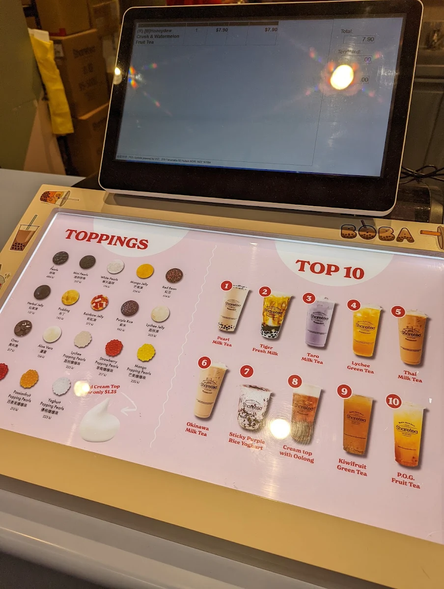 Menu, Sharetea Chatswood (Interchange)
