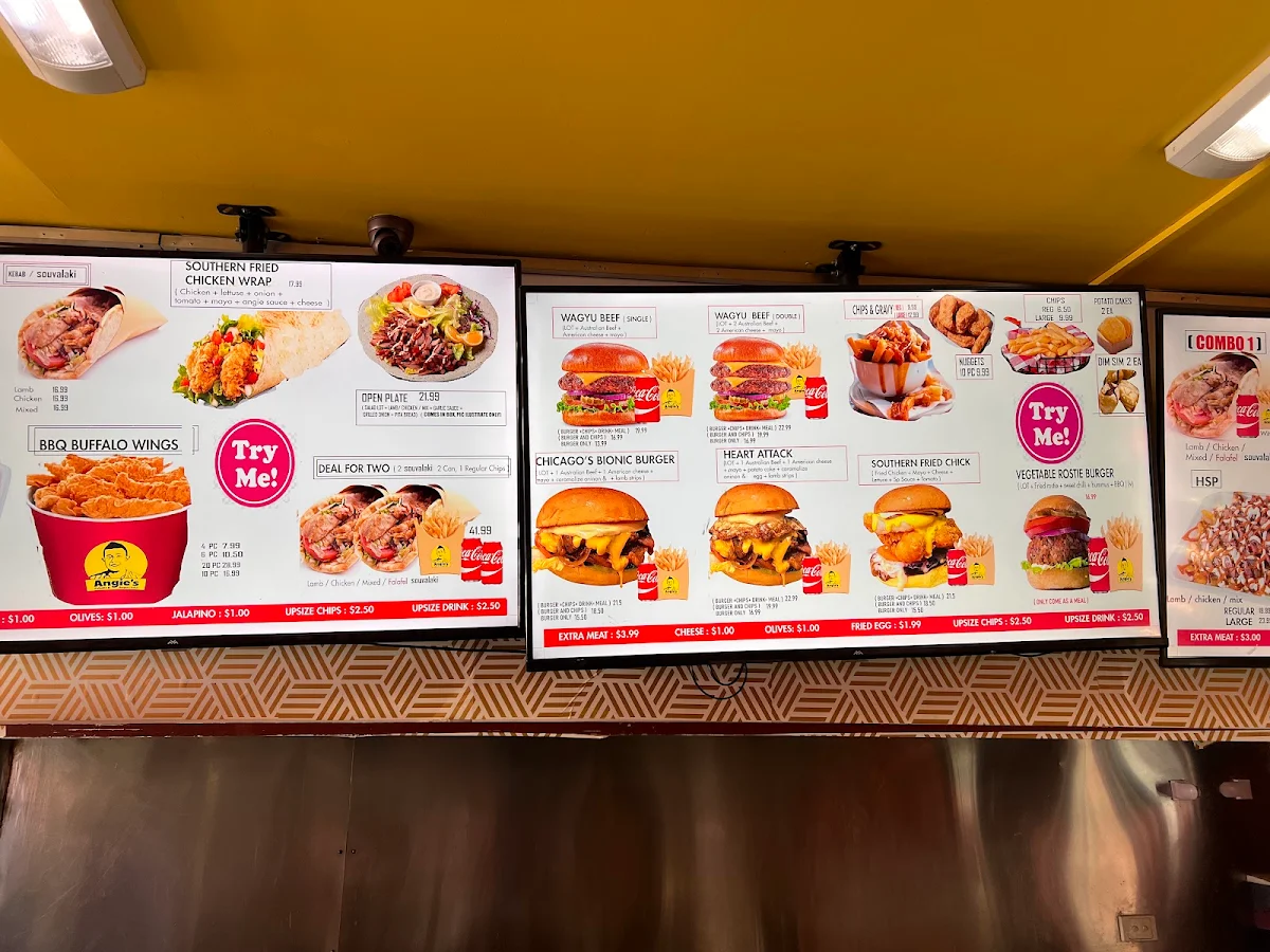 Menu, Angie's kebabs & Burgers ( Fitzroy North, Halal )