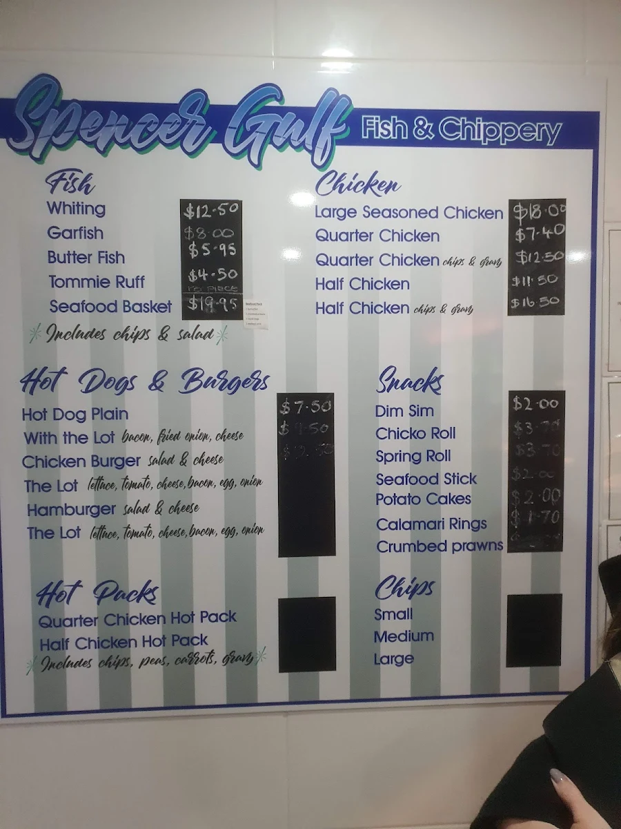 Menu, Spencer Gulf Fish & Chippery (AMPOL)