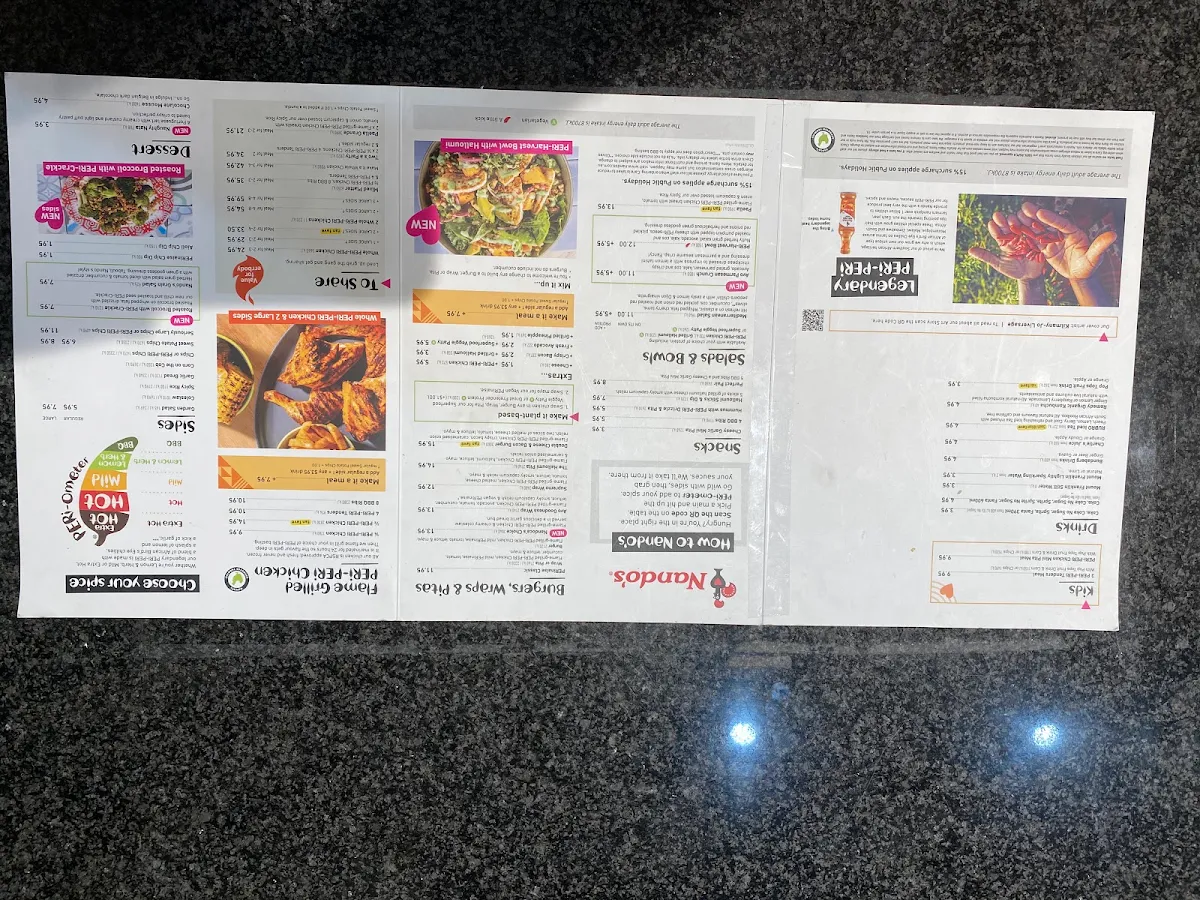 Menu, Nando's Coomera BP
