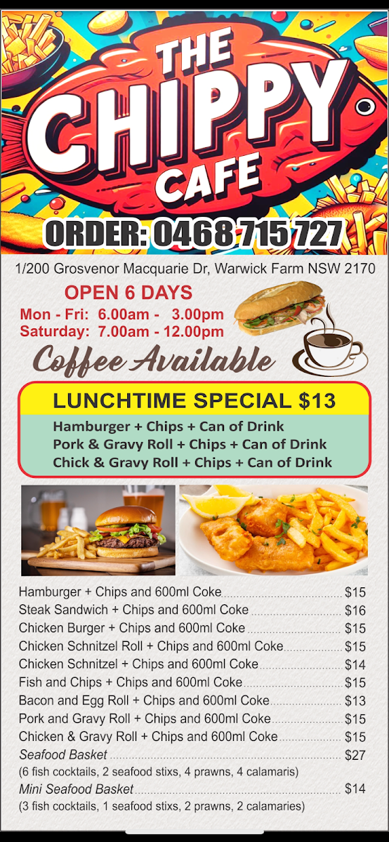 Menu, THE CHIPPY CAFE