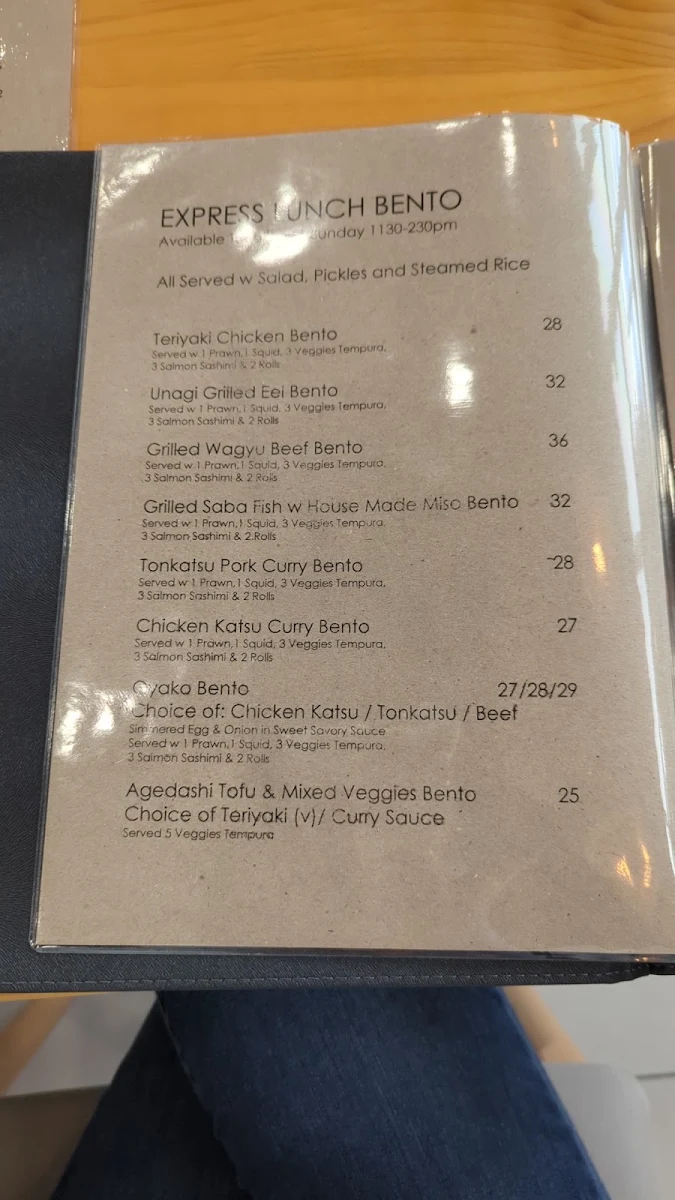 Menu, Maji Japanese Cuisine