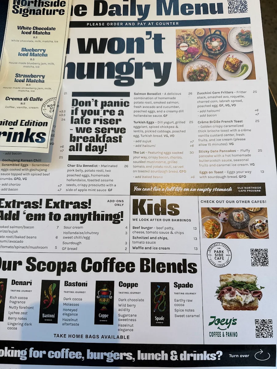 Menu, Northside