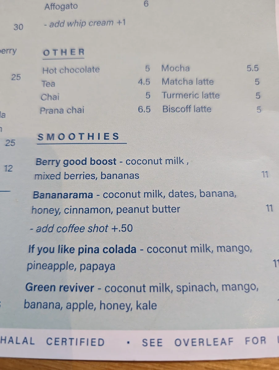 Menu, Northside