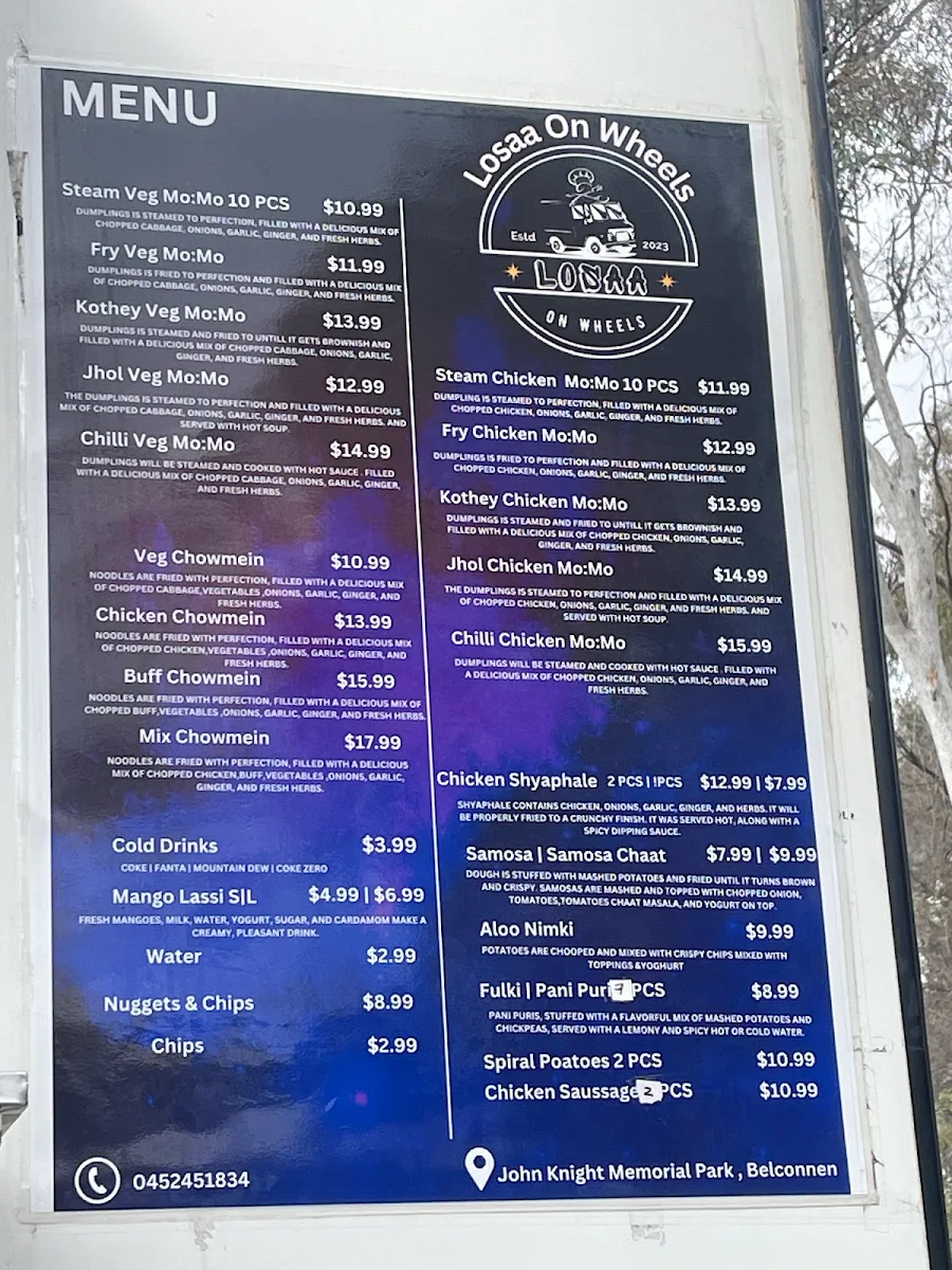 Menu, Losaa On Wheels