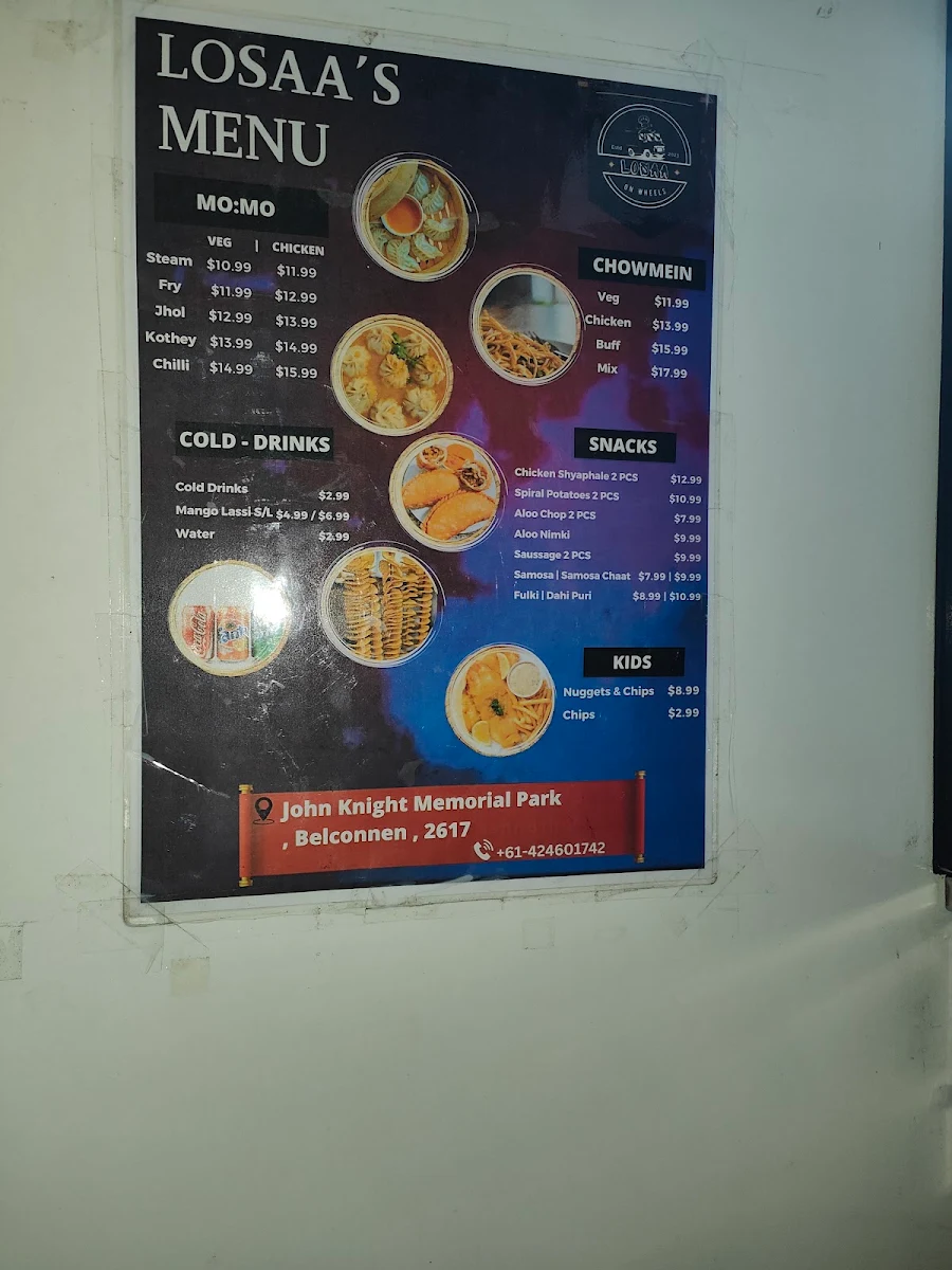 Menu, Losaa On Wheels