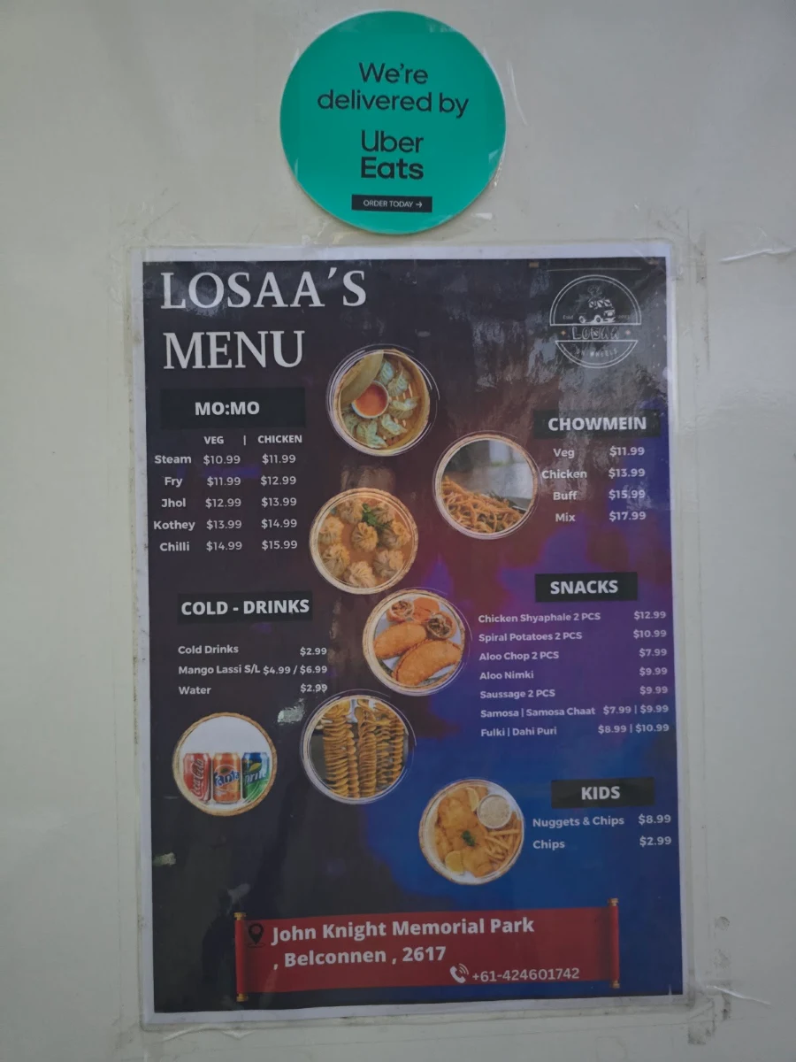 Menu, Losaa On Wheels