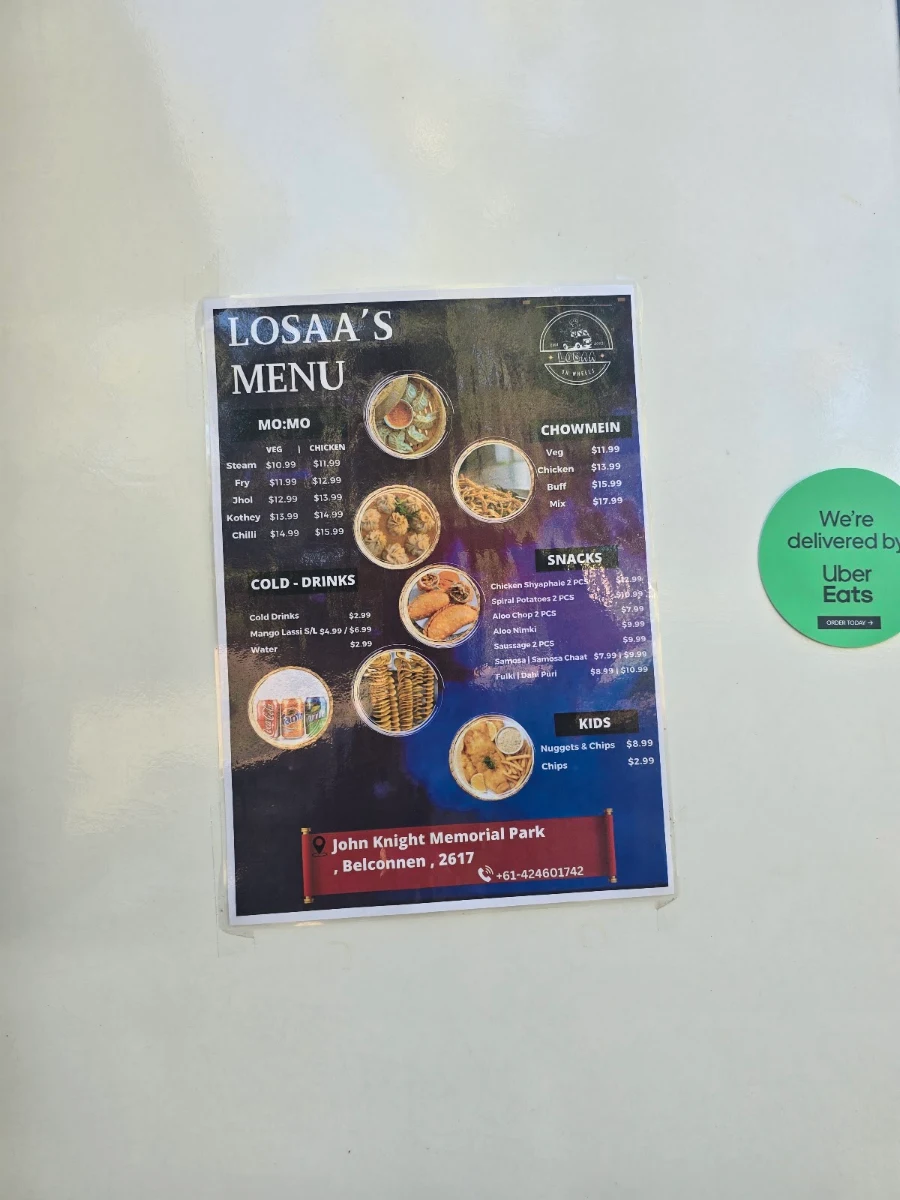 Menu, Losaa On Wheels