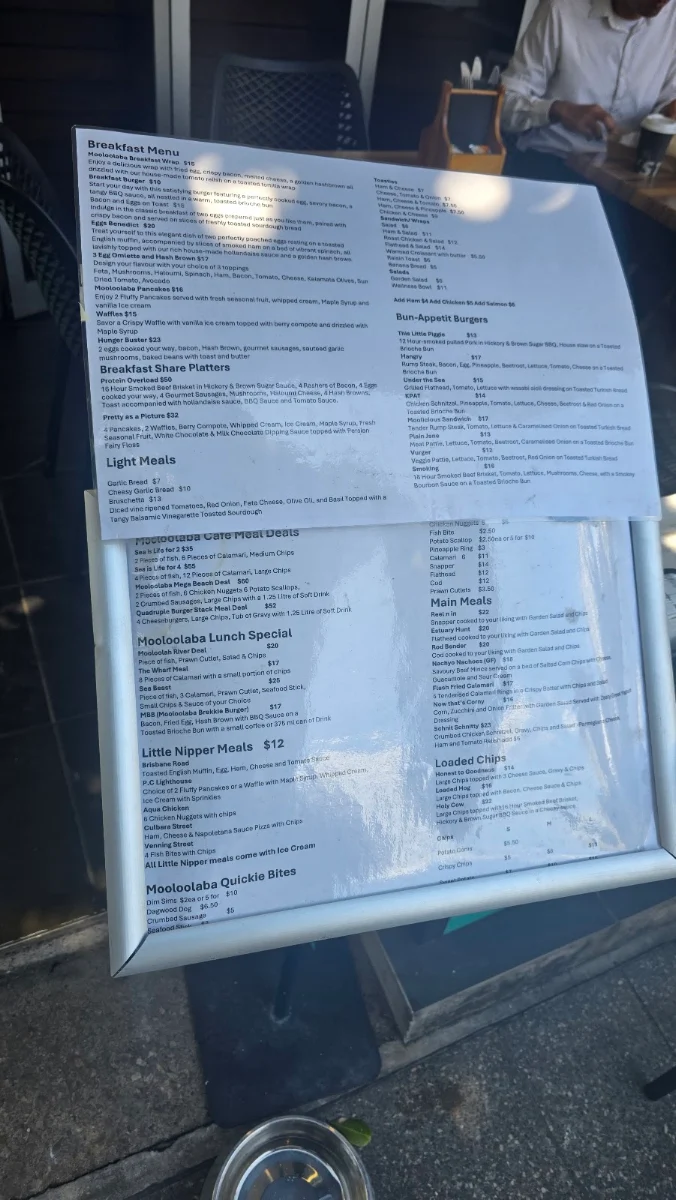Menu, Mooloolaba Cafe