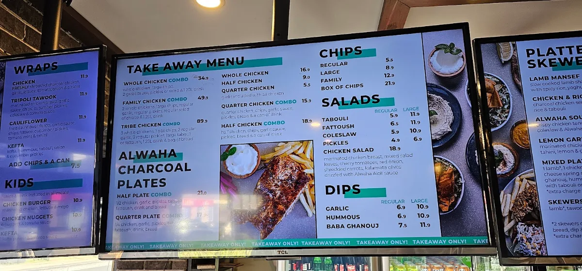 Menu, Alwaha Eatery