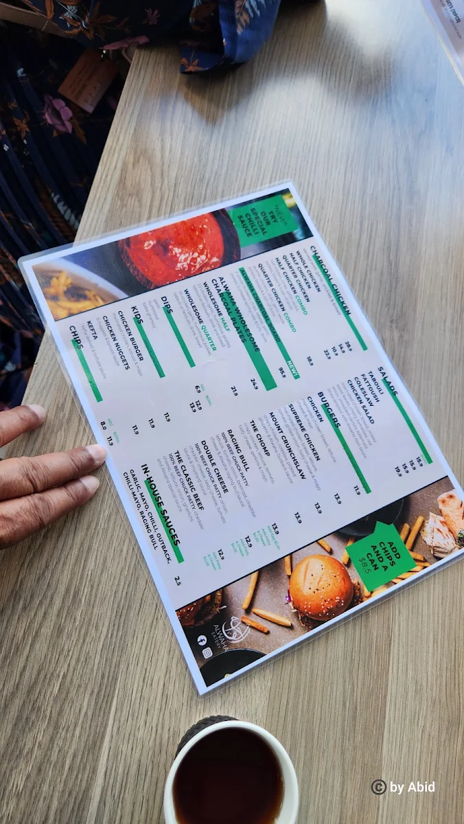 Menu, Alwaha Eatery