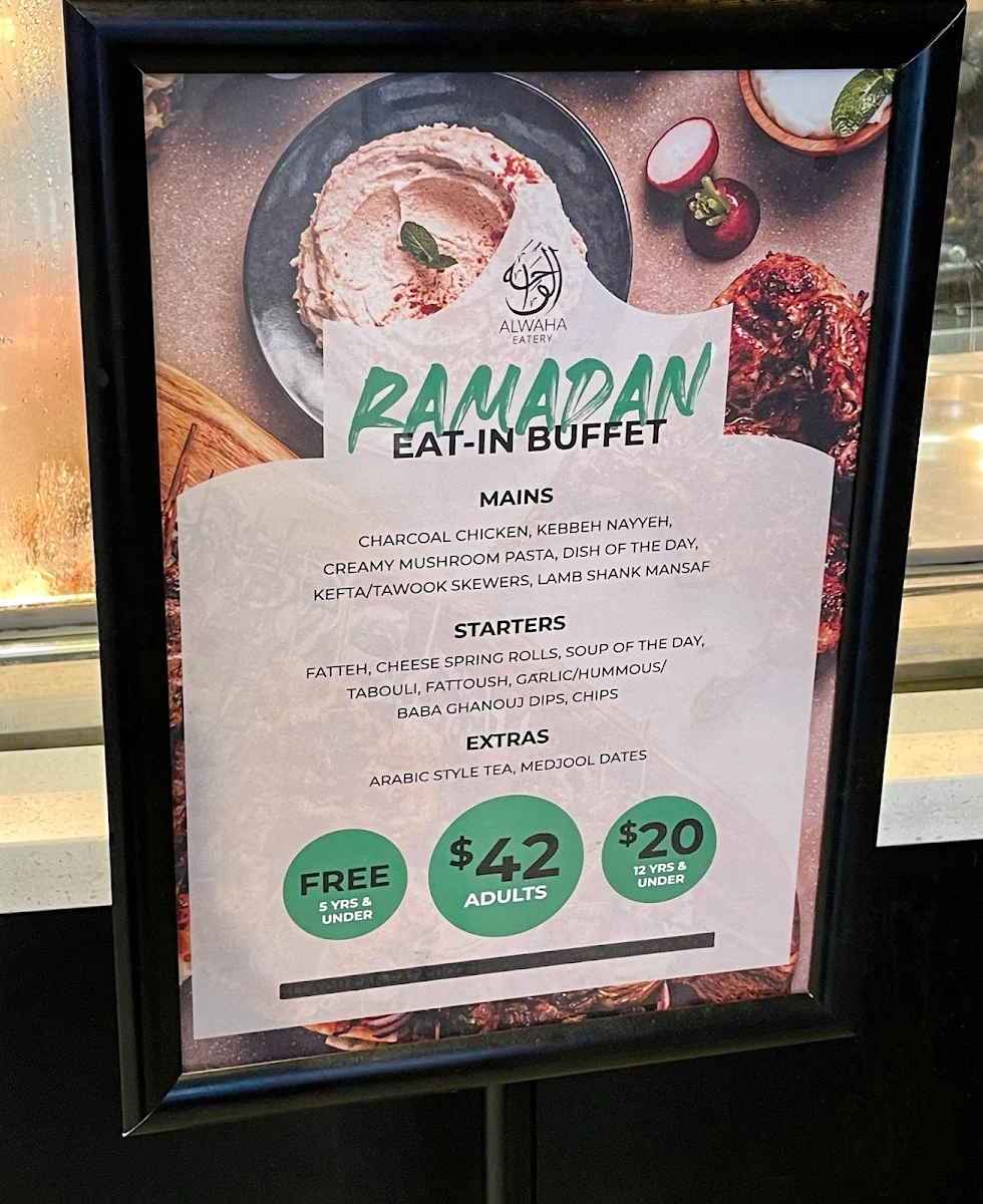 Menu, Alwaha Eatery