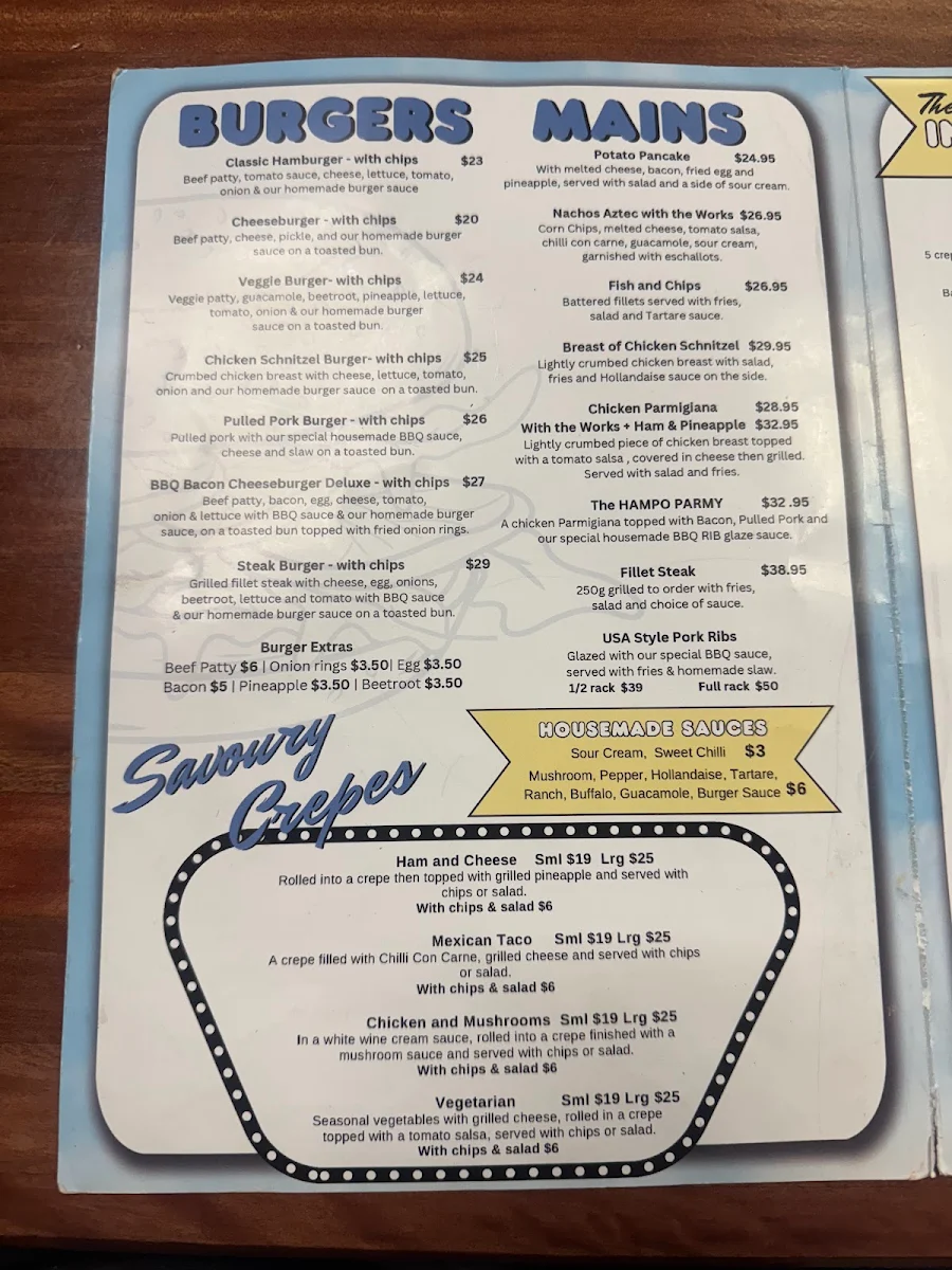 Menu, Pancakes in Paradise