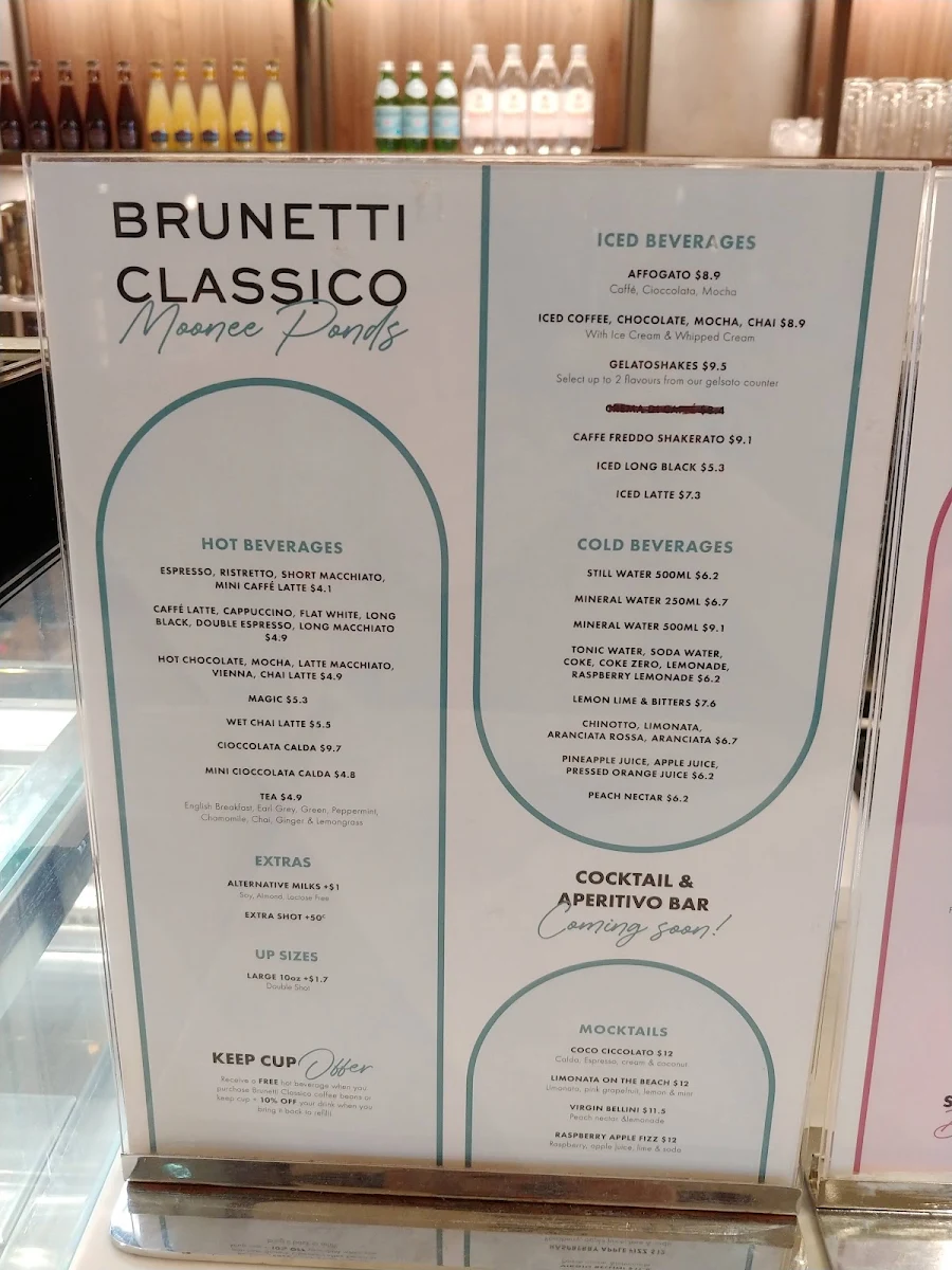 Menu, Brunetti Classico Moonee Ponds