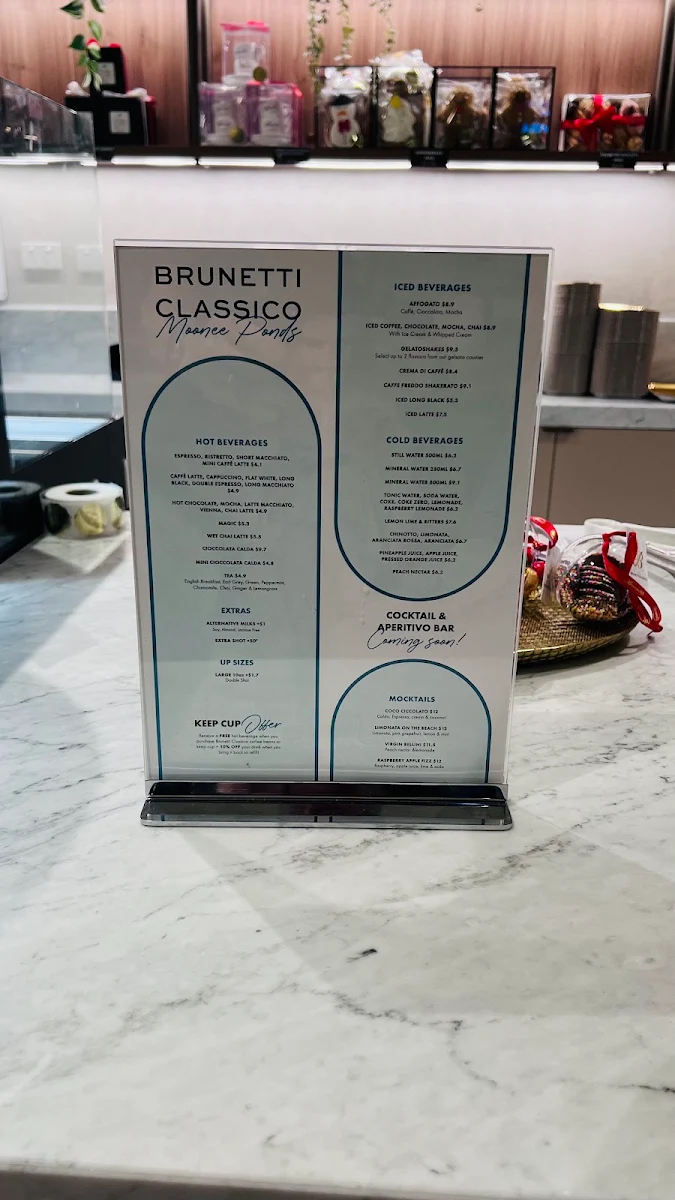 Menu, Brunetti Classico Moonee Ponds