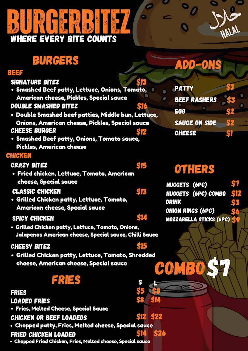 Menu, Burger Bitez