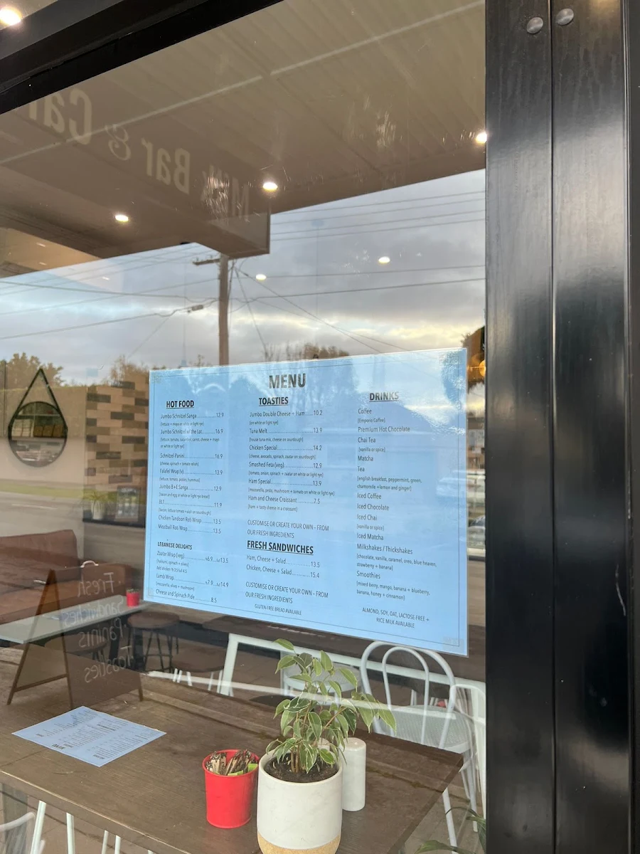 Menu, Hoffman's Road Milk Bar Cafe