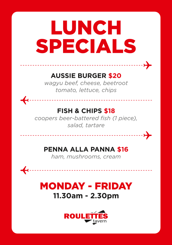 Menu, Roulettes Tavern