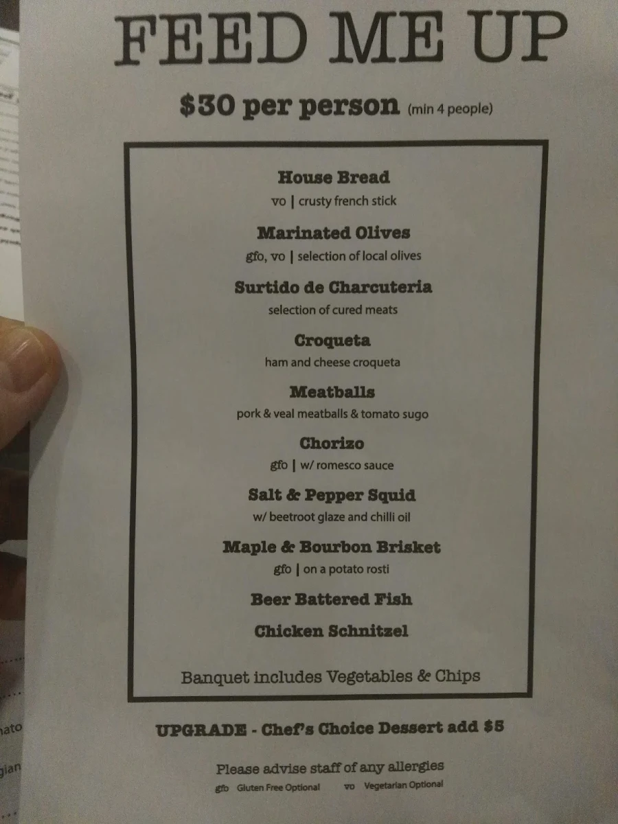 Menu, Roulettes Tavern