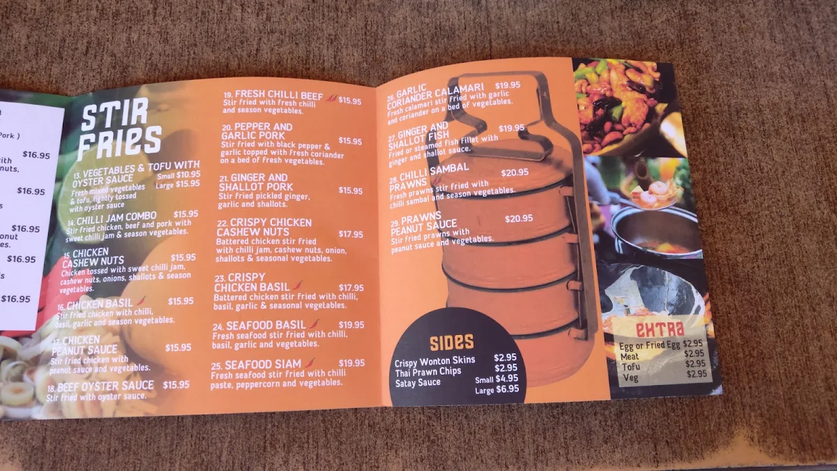 Menu, The Thai Artarmon