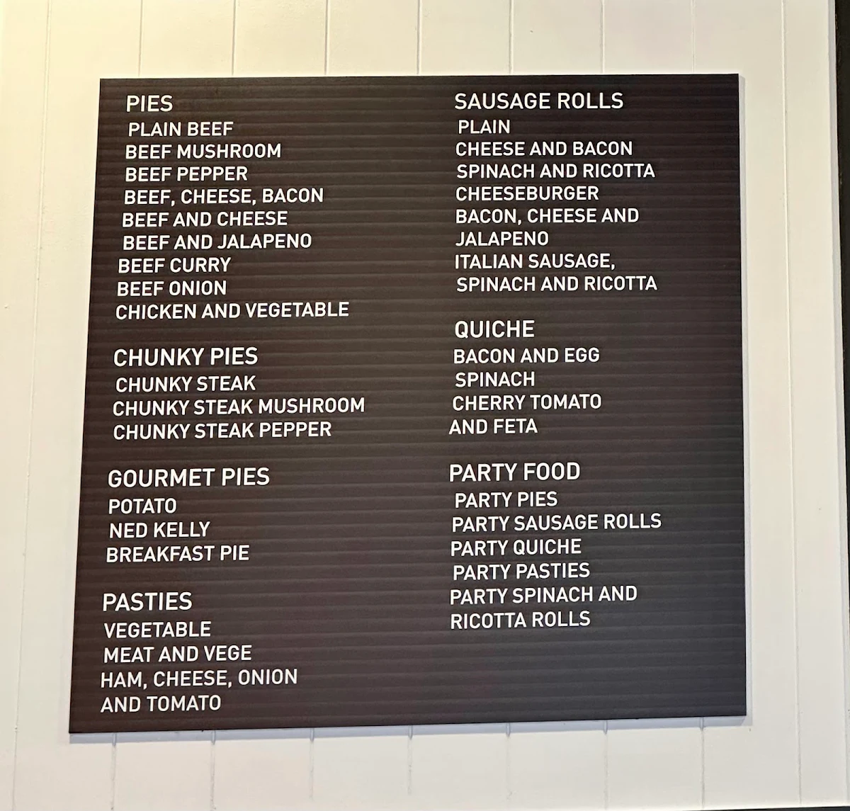 Menu, Grain Bakery WA