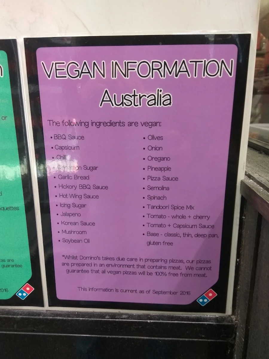 Menu, Domino's Pizza Guildford