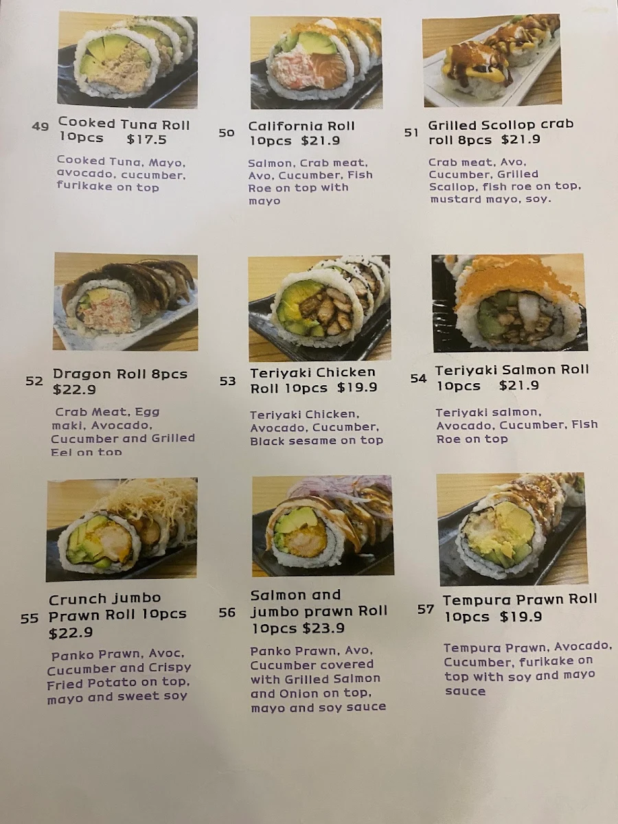 Menu, Moeru Japanese Restaurant (Welcome to call and order takeaway)