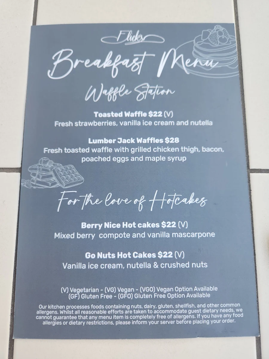 Menu, Flick’s