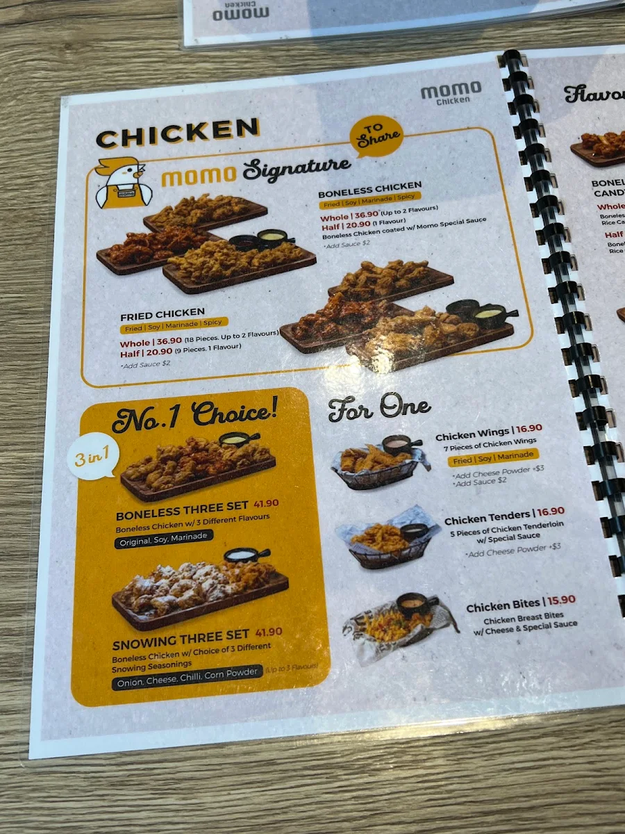 Menu, Momo Chicken