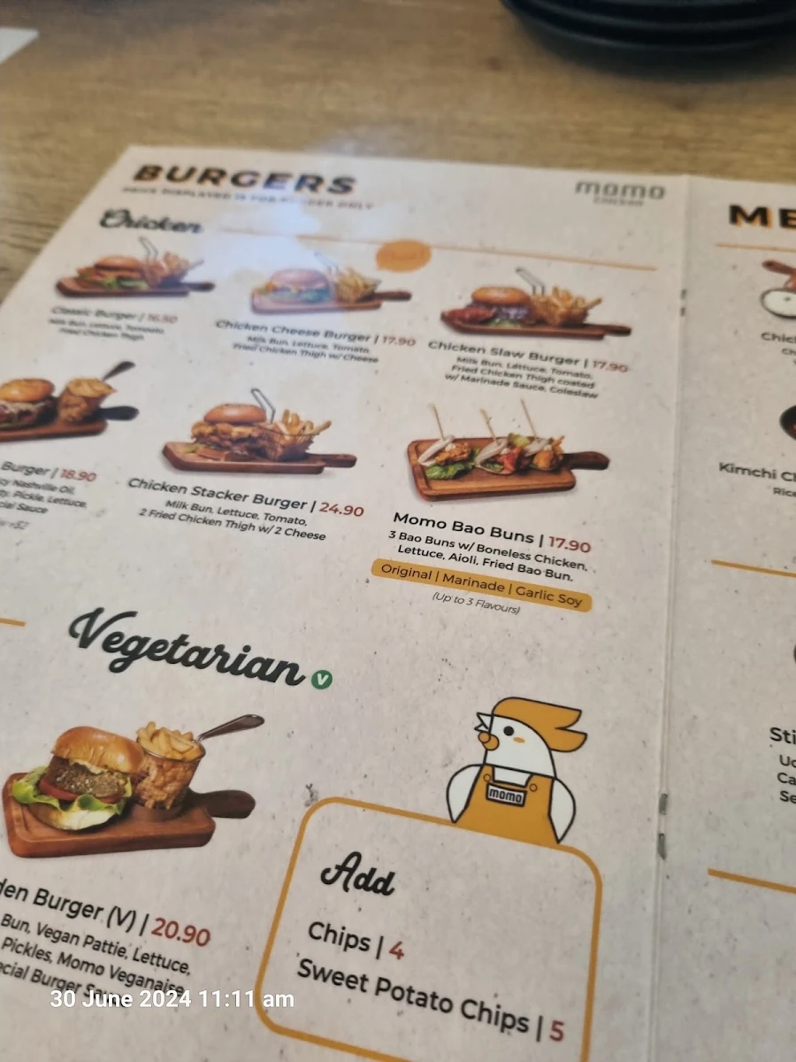 Menu, Momo Chicken