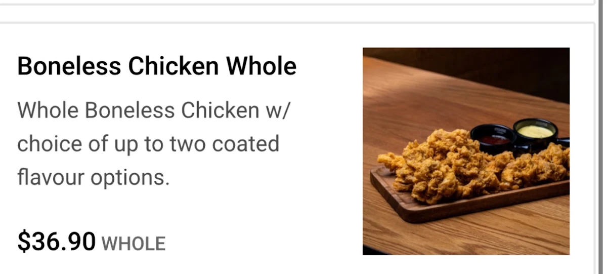 Menu, Momo Chicken