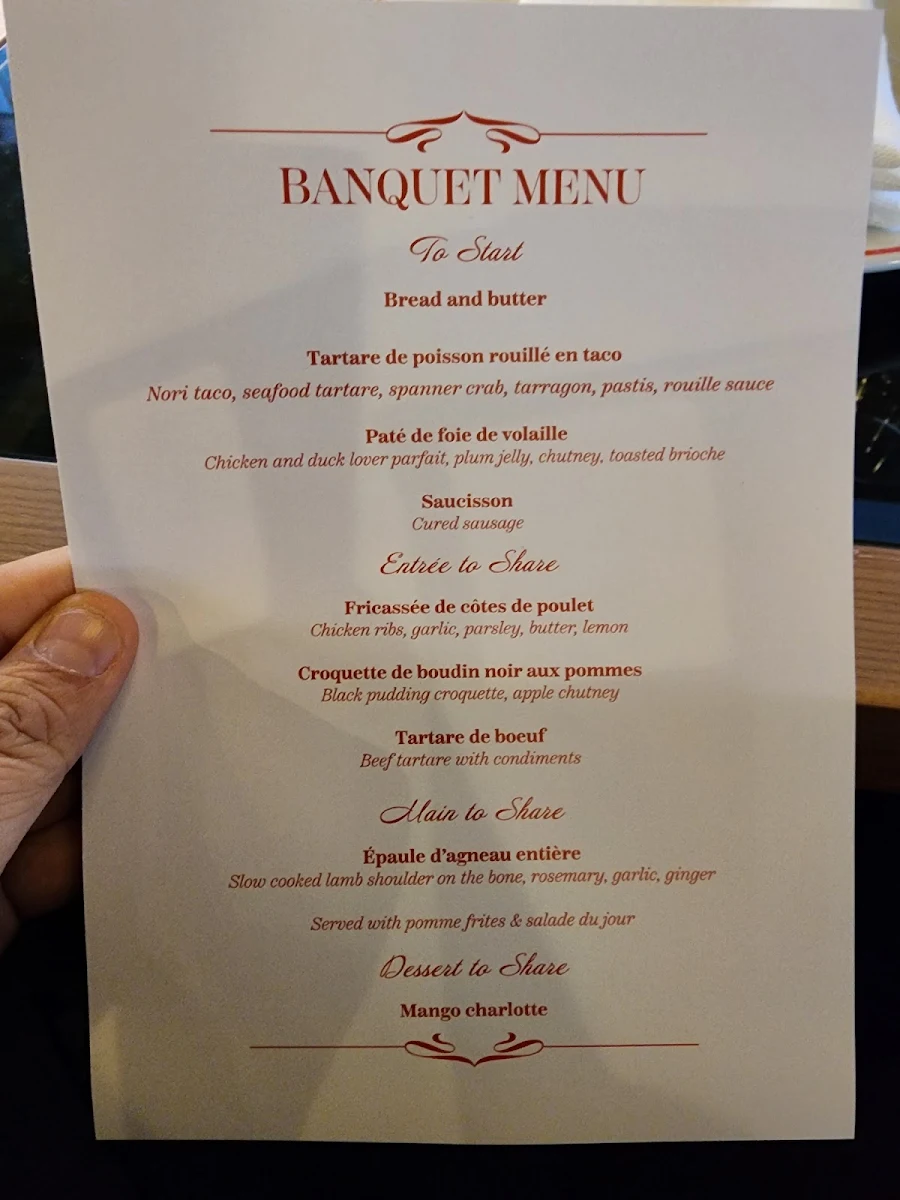 Menu, Charlotte Bar & Bistro