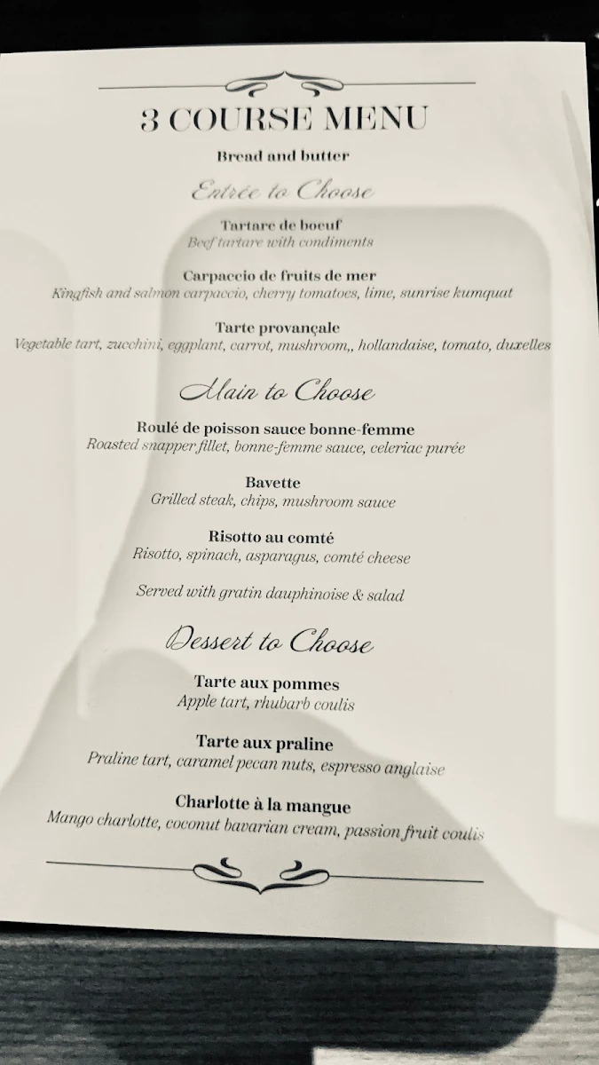 Menu, Charlotte Bar & Bistro