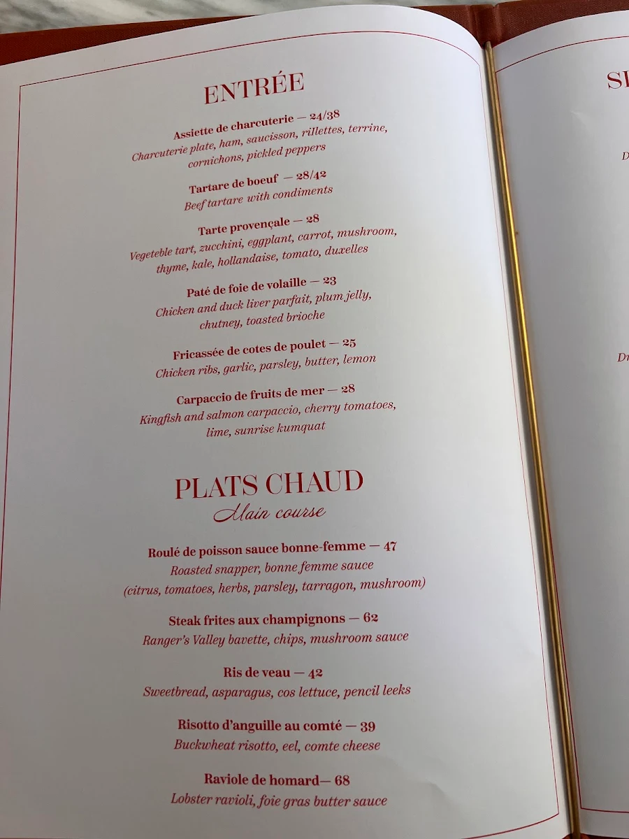 Menu, Charlotte Bar & Bistro