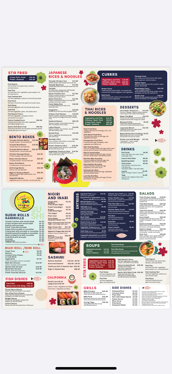 Menu, Love Eats Sushi Bar and Thai Restaurant