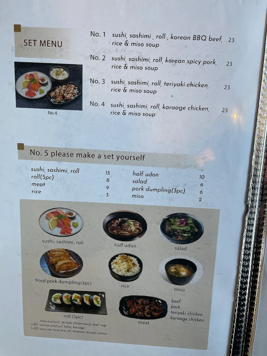 Menu, Pinocchio Sushi