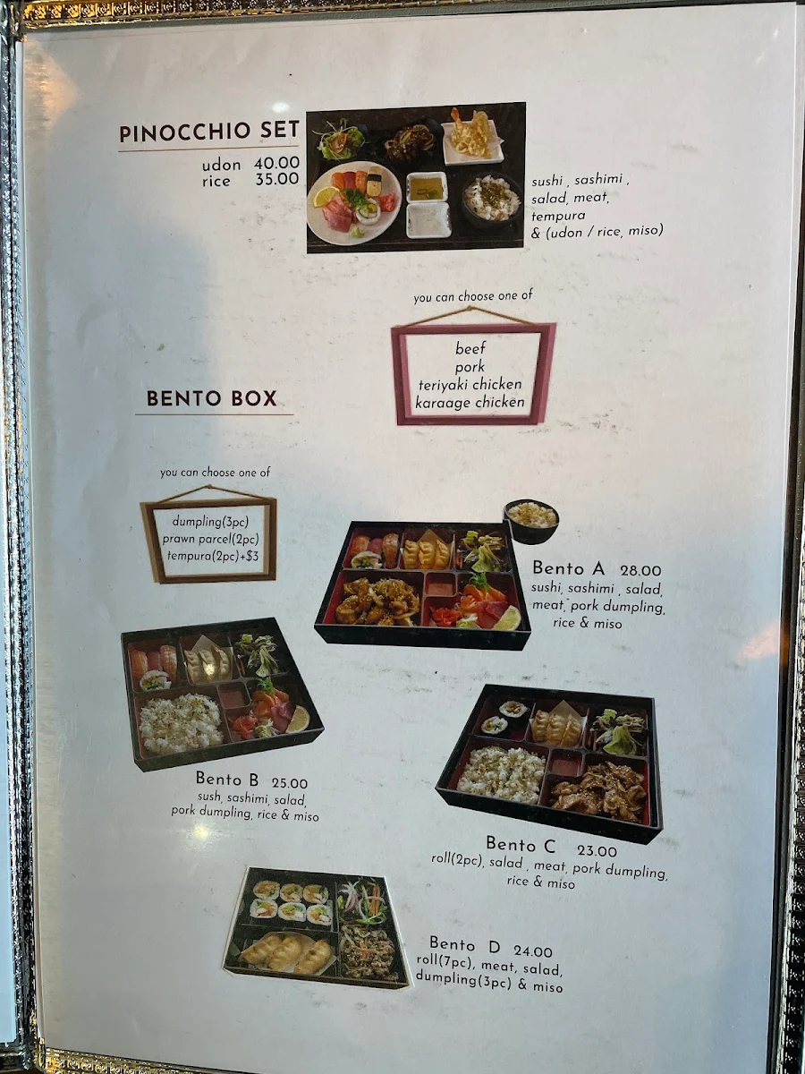 Menu, Pinocchio Sushi
