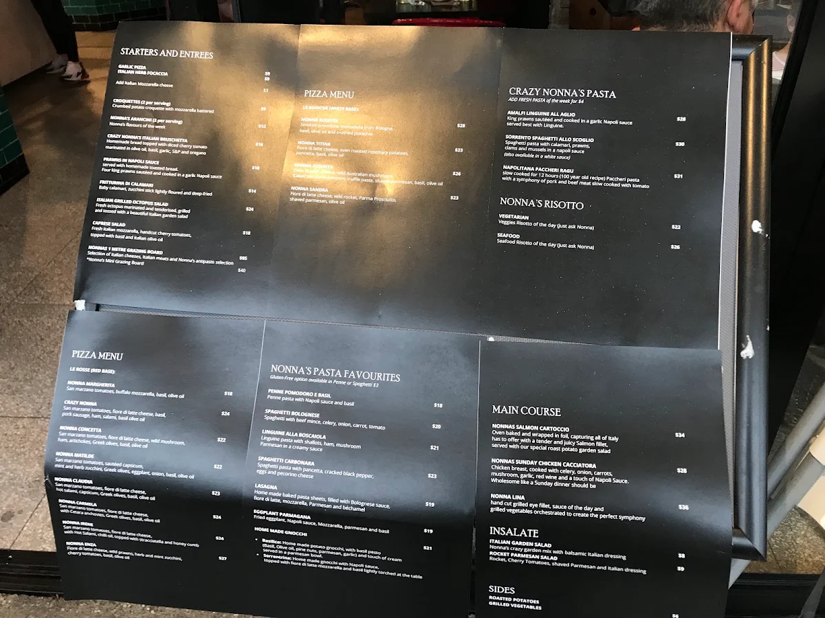Menu, Crazy Nonna