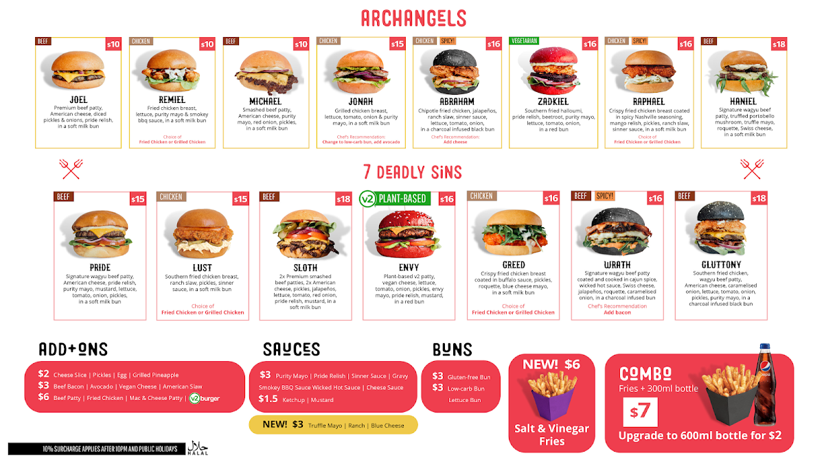 Menu, Burgertory (Coburg North)