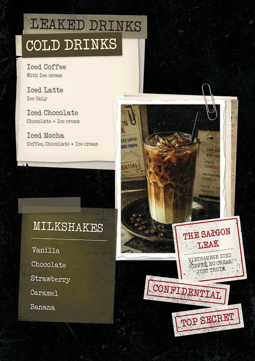 Menu, Wikileaks Cafe