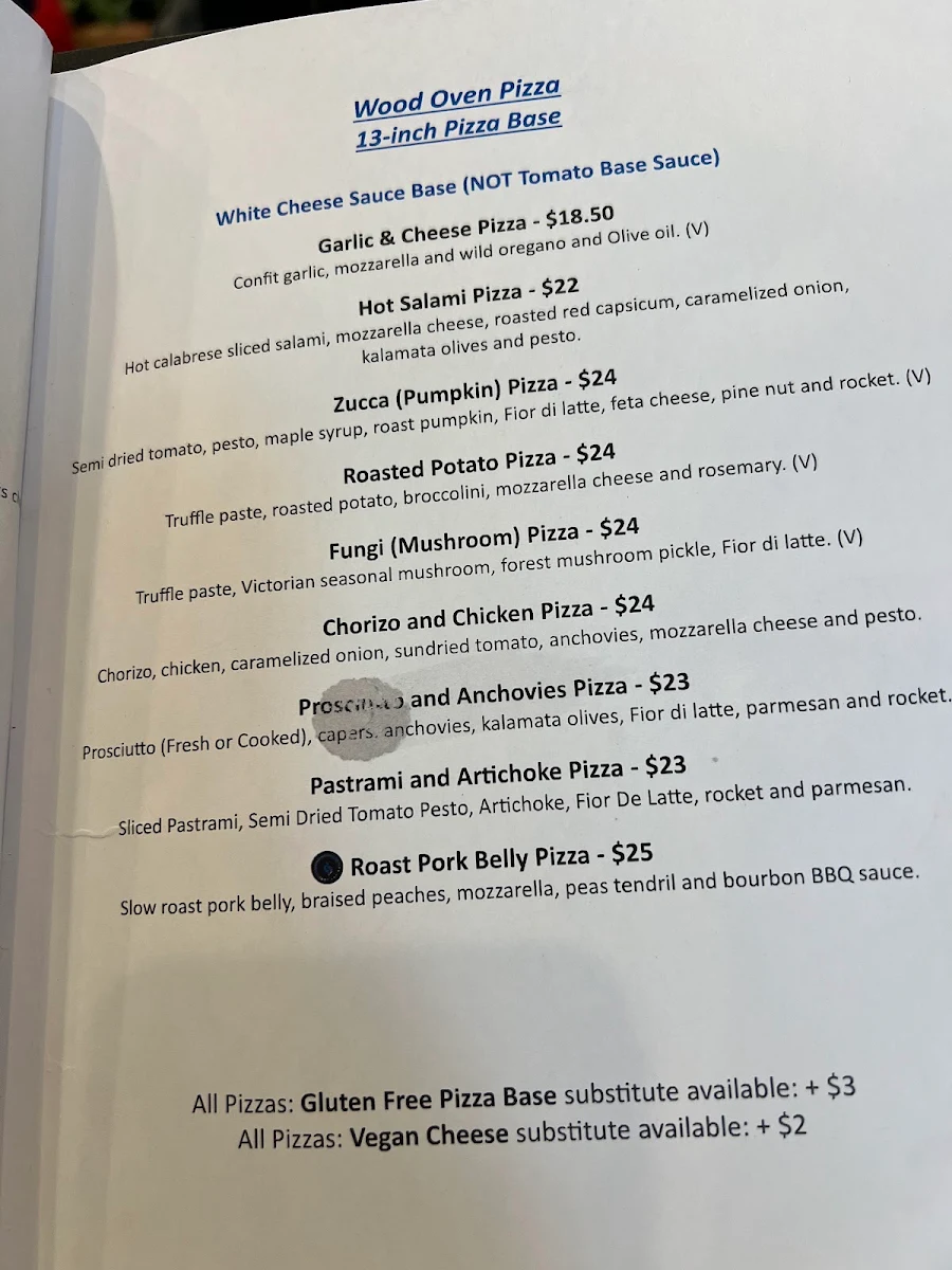 Menu, One Fusion
