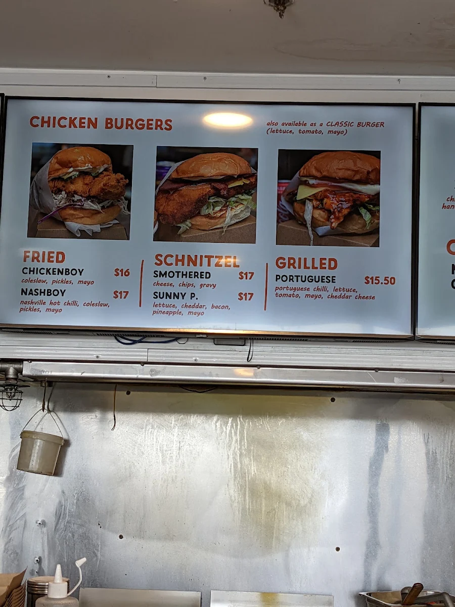 Menu, Joe's Milkbar