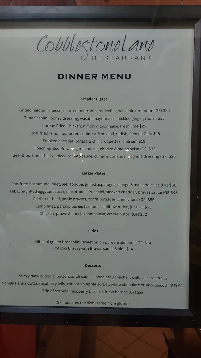 Menu, Firewater Hotel