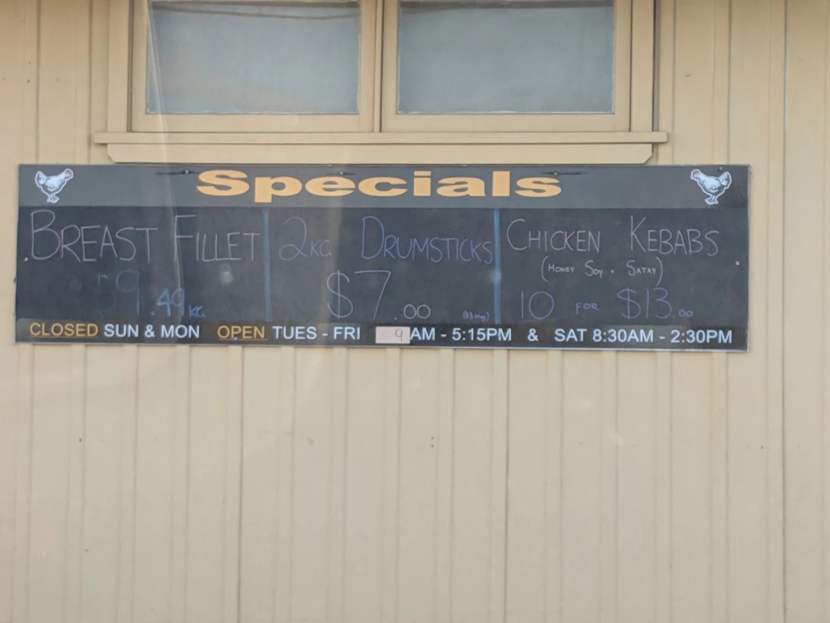 Menu, Summerland Poultry Factory Outlet
