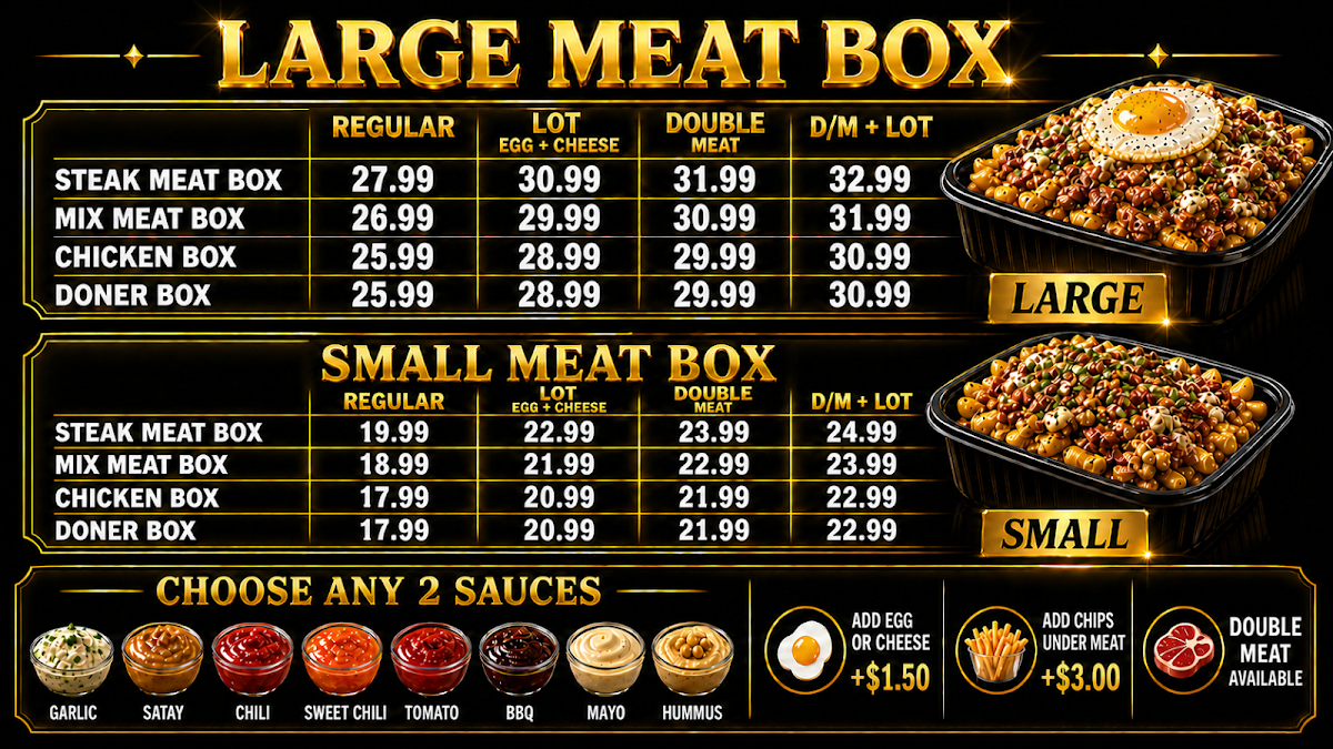 Menu, Park centre kebabs