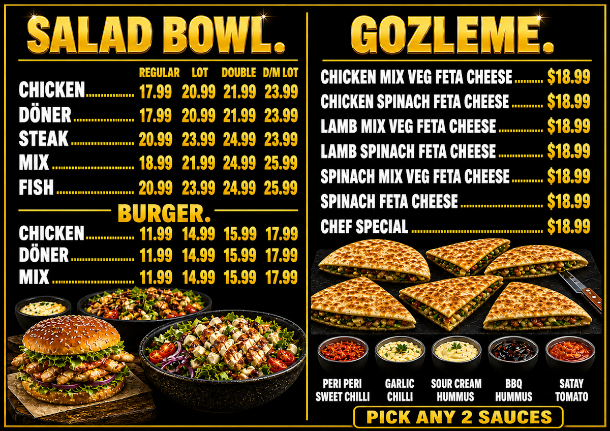 Menu, Park centre kebabs