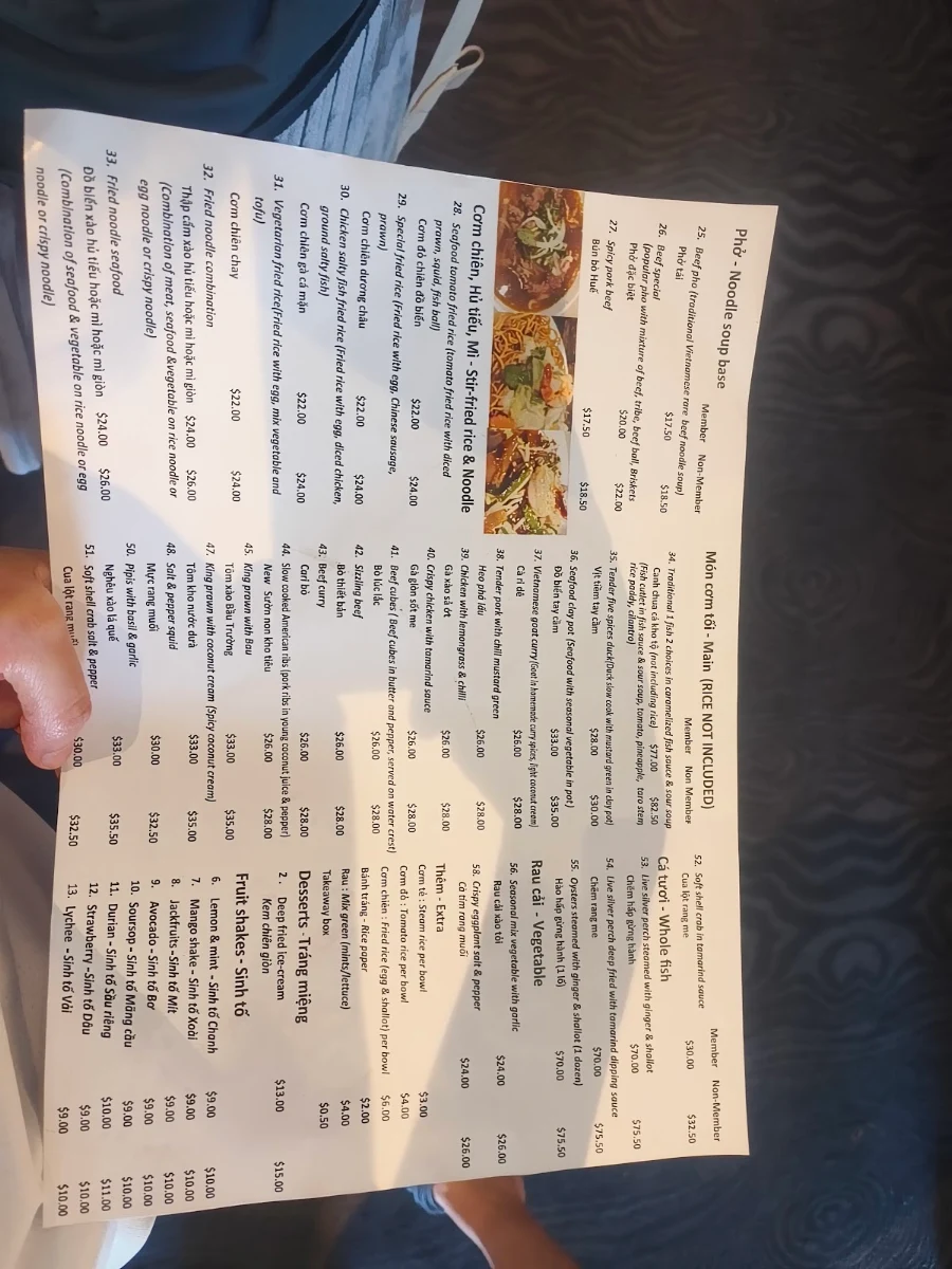 Menu, Bau Truong Mounties