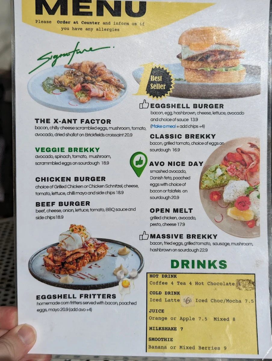 Menu, Eggshell Cafe